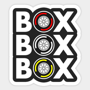 Box Box Box F1 Tyre Compound White Text Design Sticker
